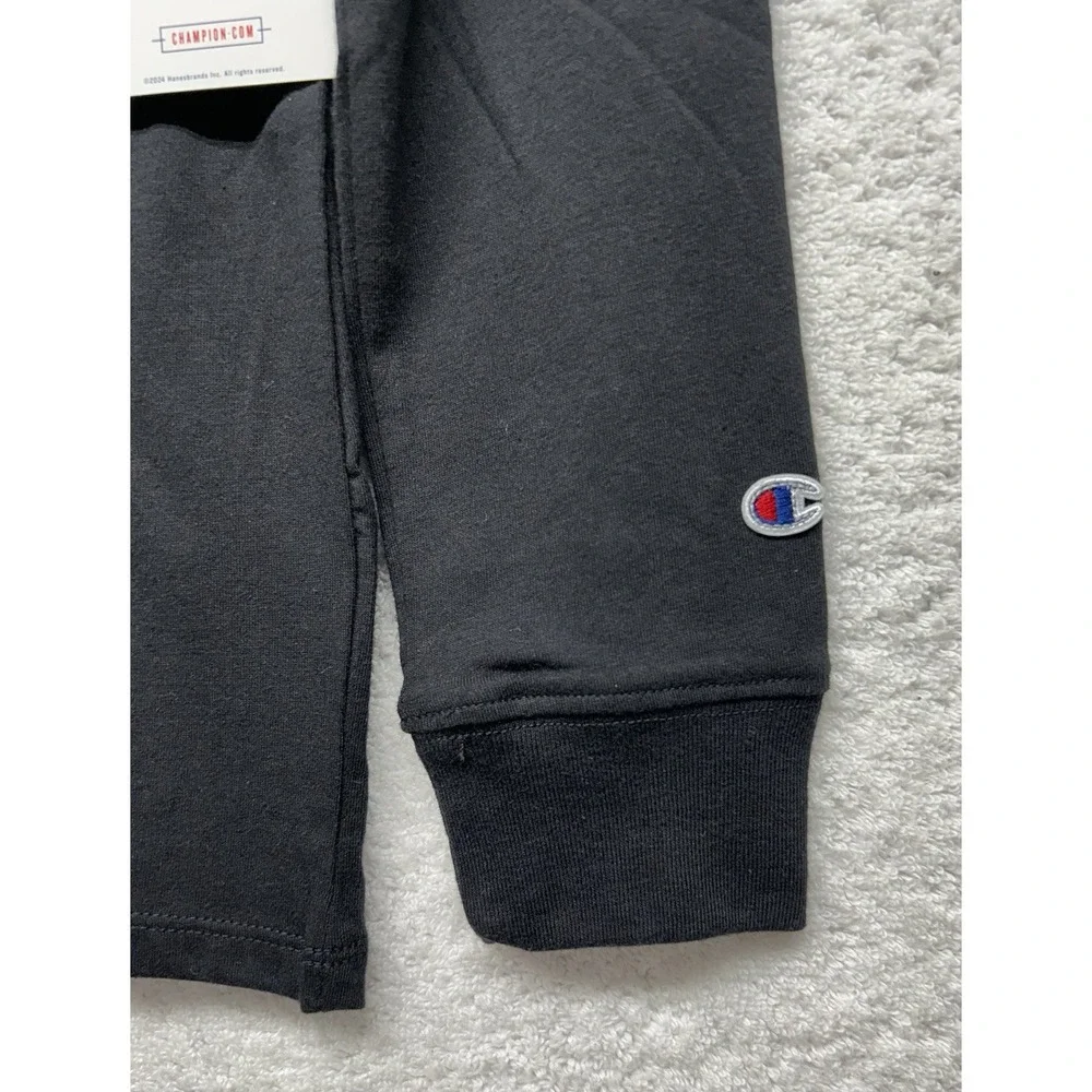 Champion Kids Size S Black Long Sleeve Crew Neck T Shirt New (U6)